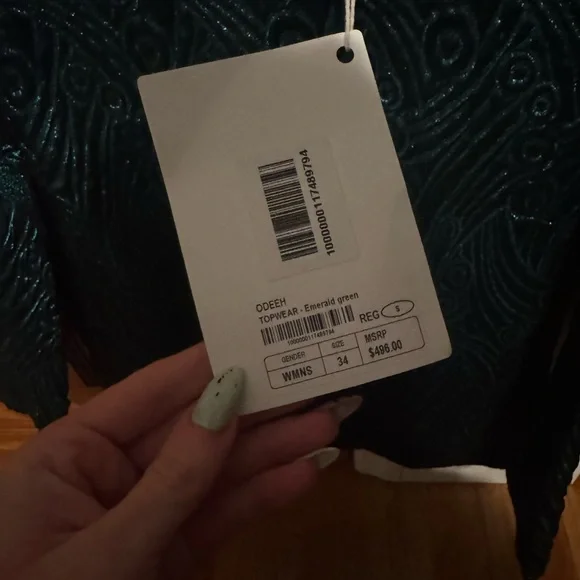 Odeeh Emerald Green Jacquard Top - Picture 2 of 6